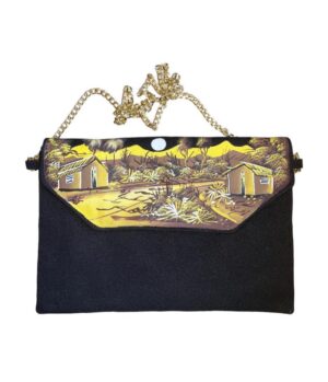 Clutch noir aux lignes sobres
