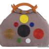Sac en cuir marron avec motif perlé